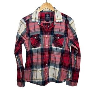 American Eagle Outfitters Favorite Fit Red Plaid Flannel Button Down Size Large